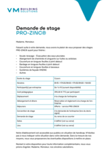 Demande de stage PRO-ZINC